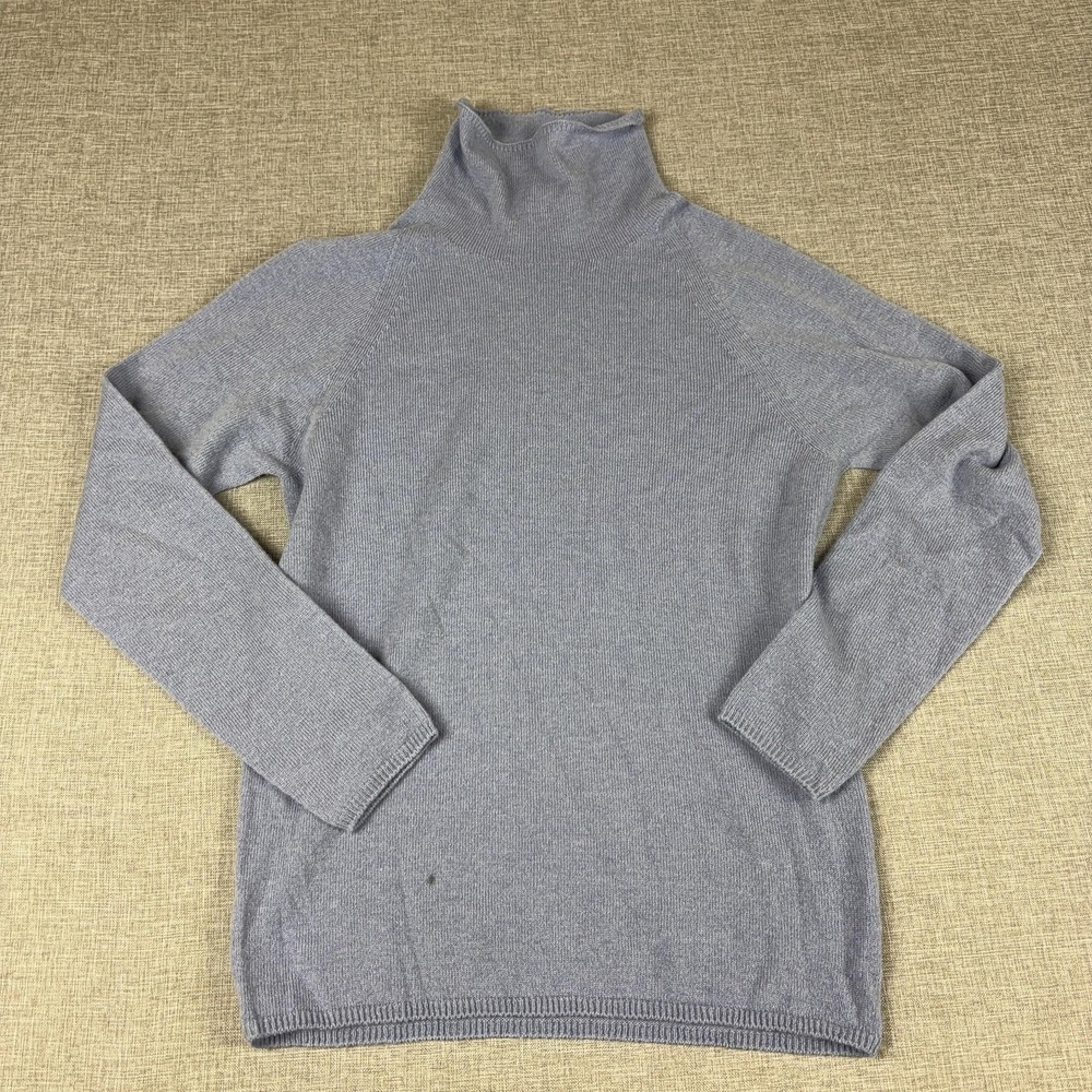 Biancalancia Sweater Womens M‎ Blue Wool Cashmere Turtleneck Raglan Knit Italy